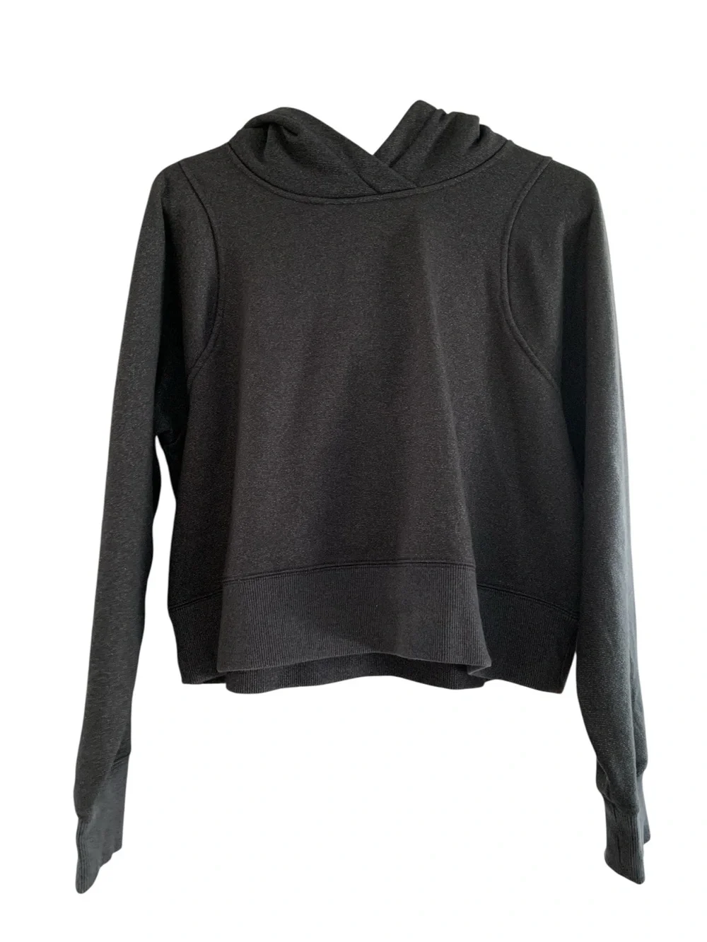 LULULEMON Loungeful Cropped Hoodie *spark Black/Gray size 10 - Picture 6 of 11